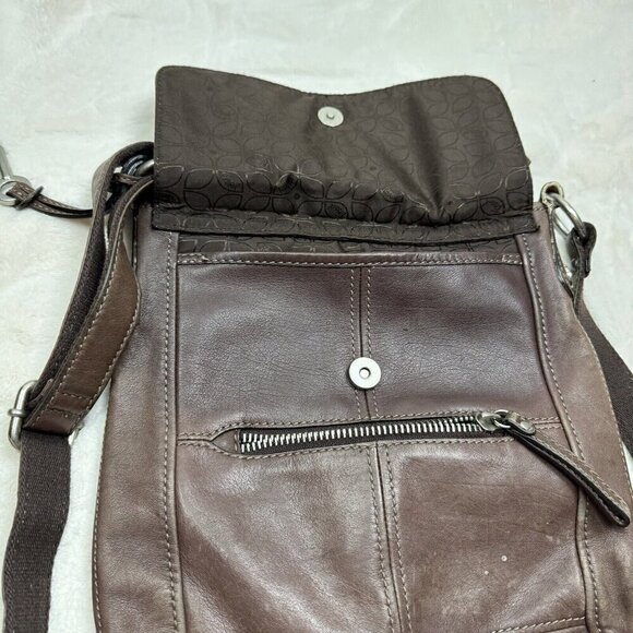 Fossil Vintage Brown Crossbody Shoulder Bag Purse Leather 11x10” - Picture 8 of 13